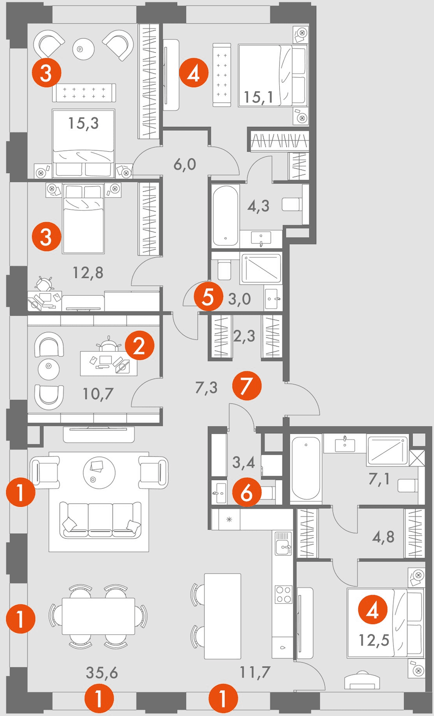 6-комнатная 151,9 м²